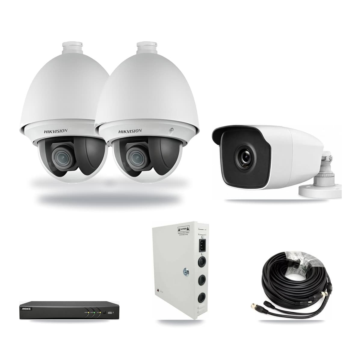 4-Channel 2MP – 3MP CCTV Kit — 2 2MP PTZ + 1 3MP Bullet Cameras + 3TB Recording (AN-DV4-8MP Recorder) - Image 1