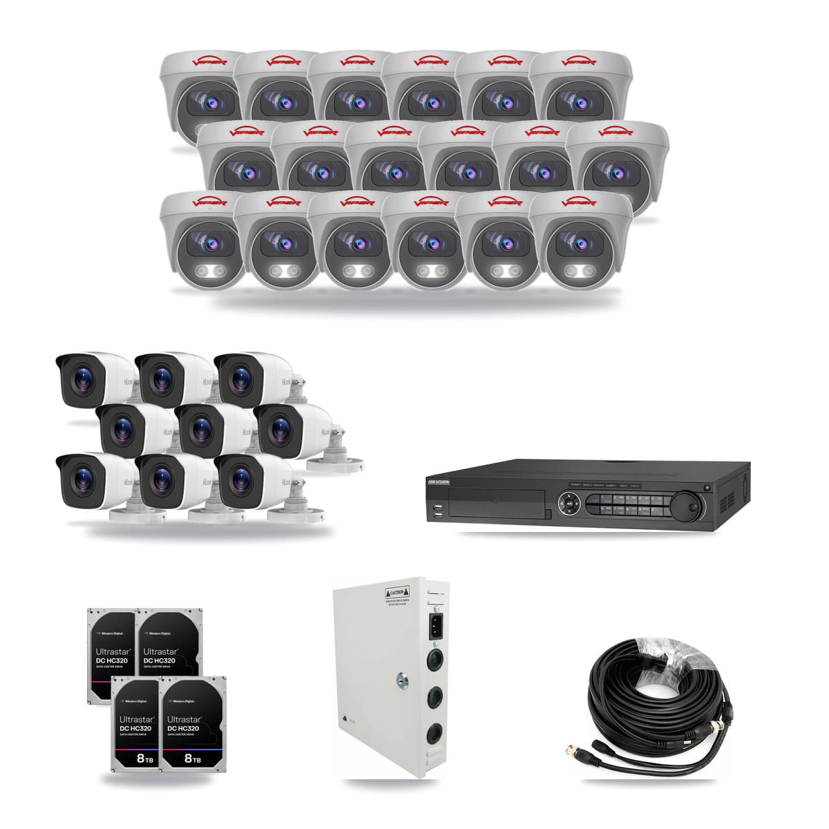 32-Channel 4MP – 5MP CCTV Kit — 9 4MP Bullet + 18 5MP Cameras + 4× 8TB Recording - Image 1