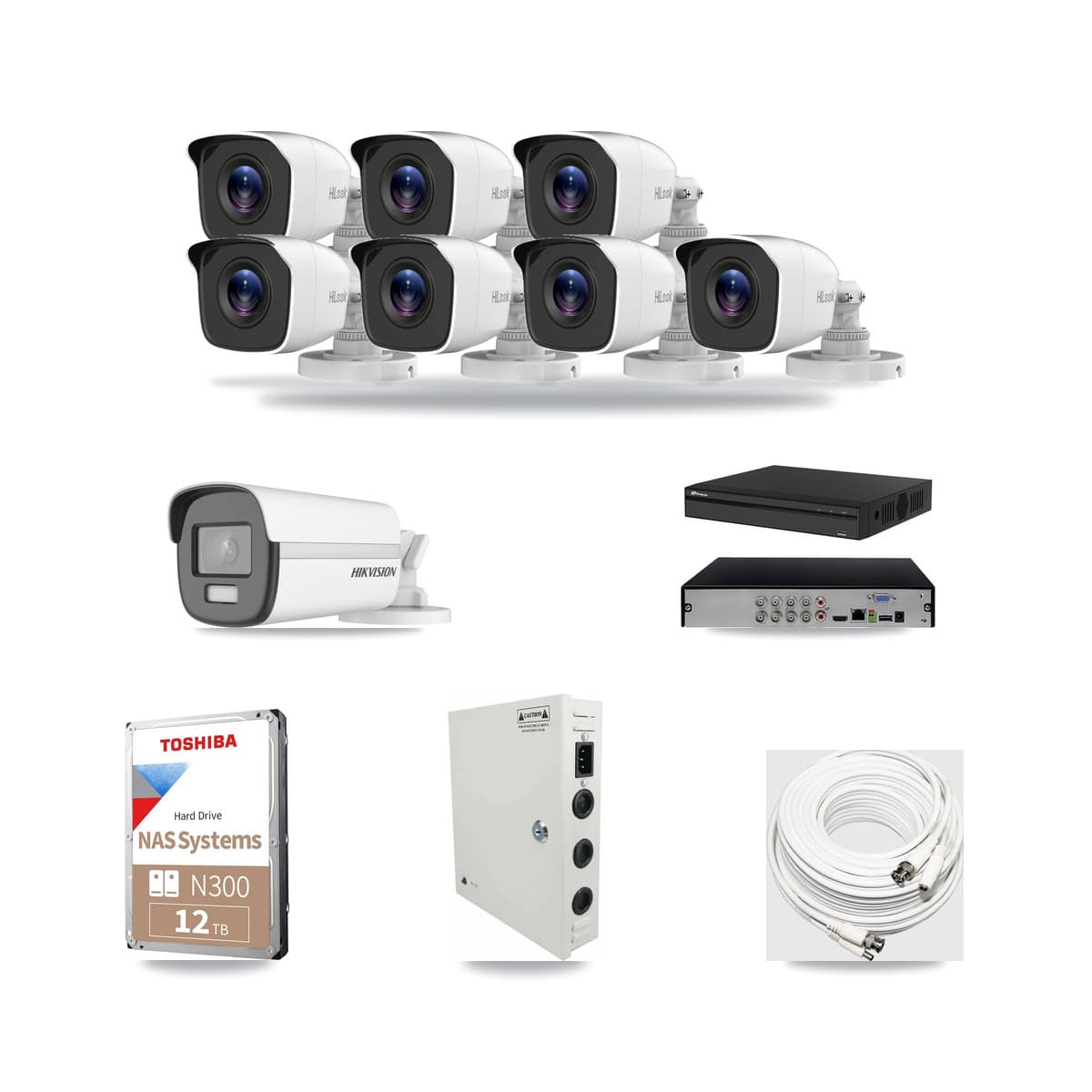 8-Channel 4MP – 4K CCTV Kit — 1 4K + 7 4MP Bullet Cameras + 12TB Recording - Image 1