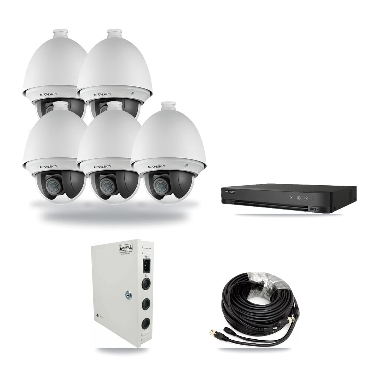 Hikvision 8-channel CCTV kit: 5 cameras (5× 2MP PTZ), 3TB hard drive