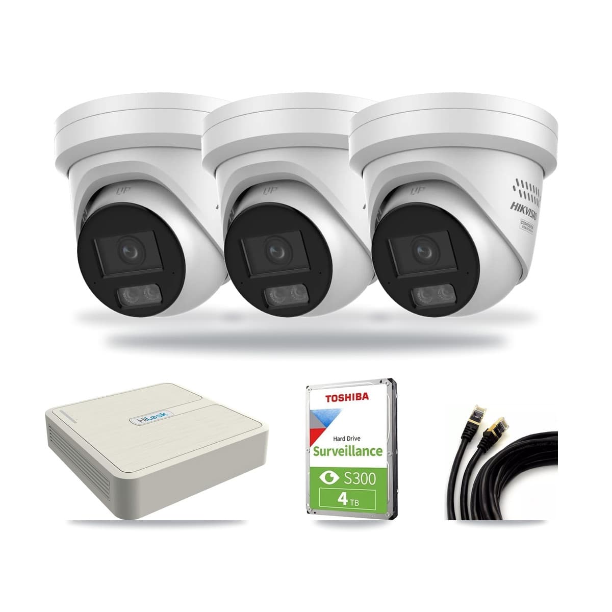 HiLook 8-Channel 4MP CCTV Kit — 3 Turret Cameras + 4TB Recording - Image 1