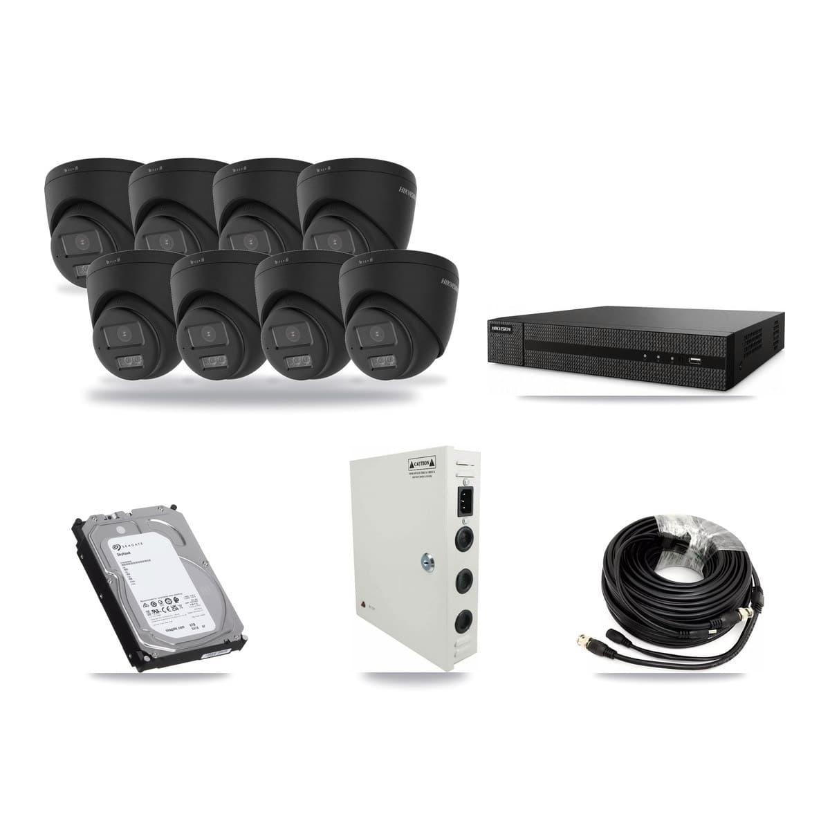 8-channel CCTV kit: 8 cameras (8× 4K Turret), 6TB hard drive