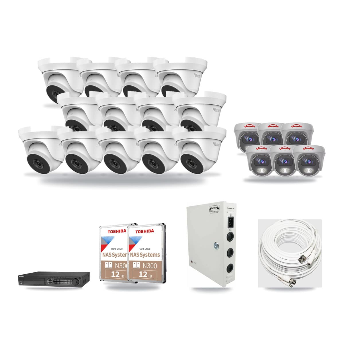 32-Channel 4MP – 5MP CCTV Kit — 13 4MP Turret + 6 5MP Cameras + 2× 12TB Recording - Image 1