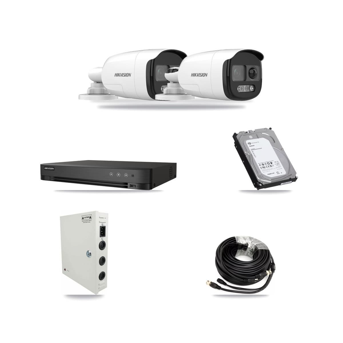Hikvision 4-channel CCTV kit: 2 cameras (2× 5MP Bullet), 6TB hard drive