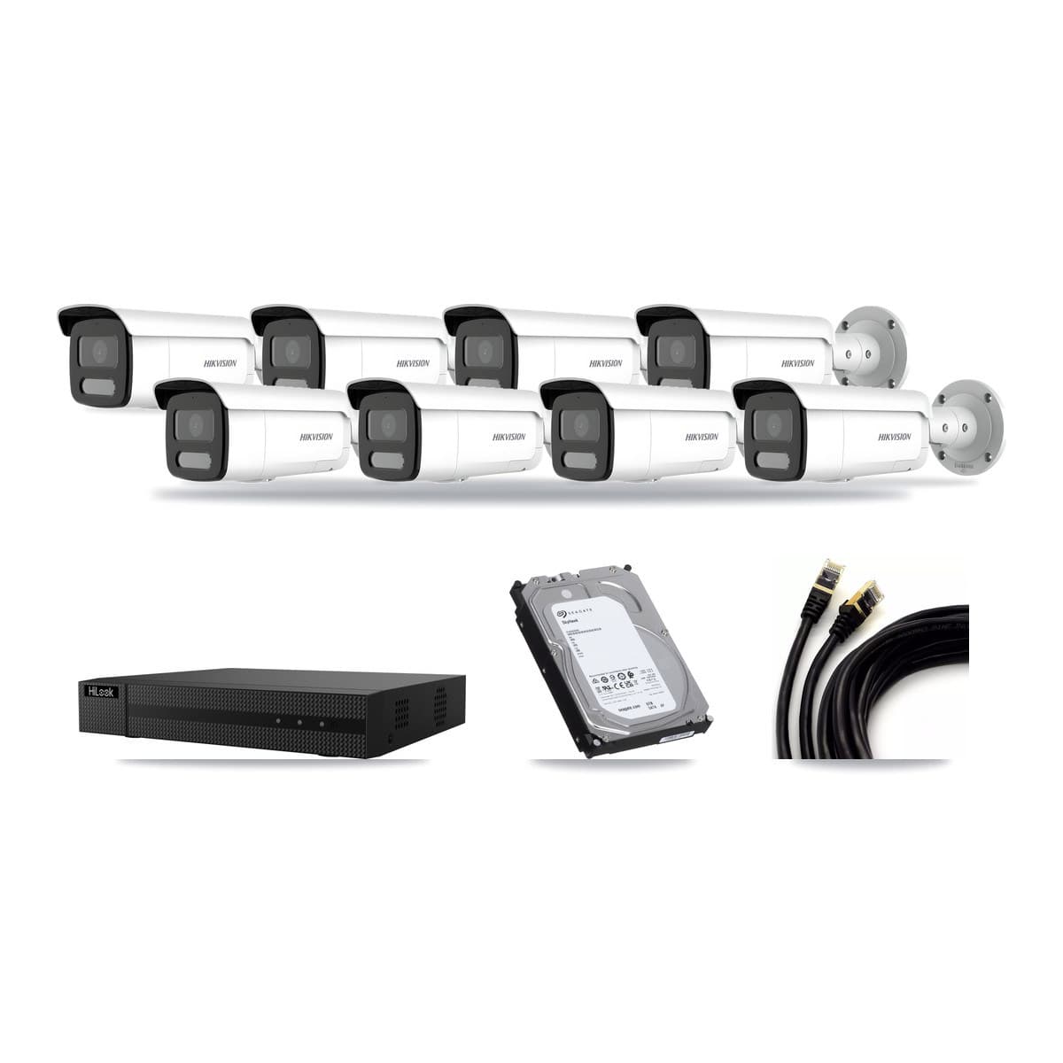 HiLook 8-channel CCTV kit: 8 cameras (8× 4MP Bullet), 6TB hard drive