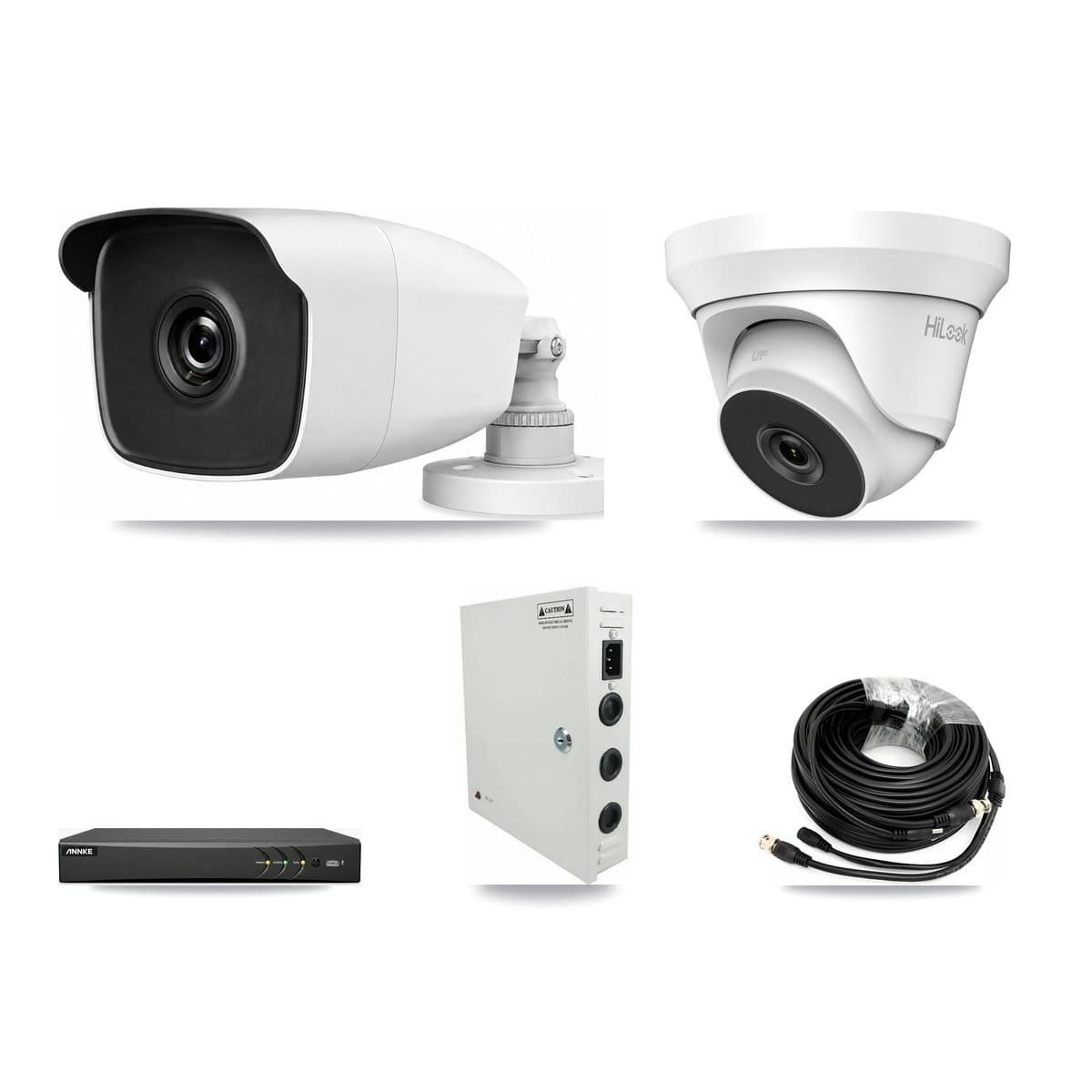 ANNKE 4-channel CCTV kit: 2 cameras (1× 3MP Bullet + 1× 5MP Turret), 3TB hard drive