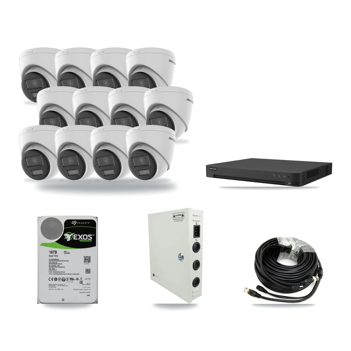Hikvision 16-channel CCTV kit: 12 cameras (12× 4K Turret), 16TB hard drive