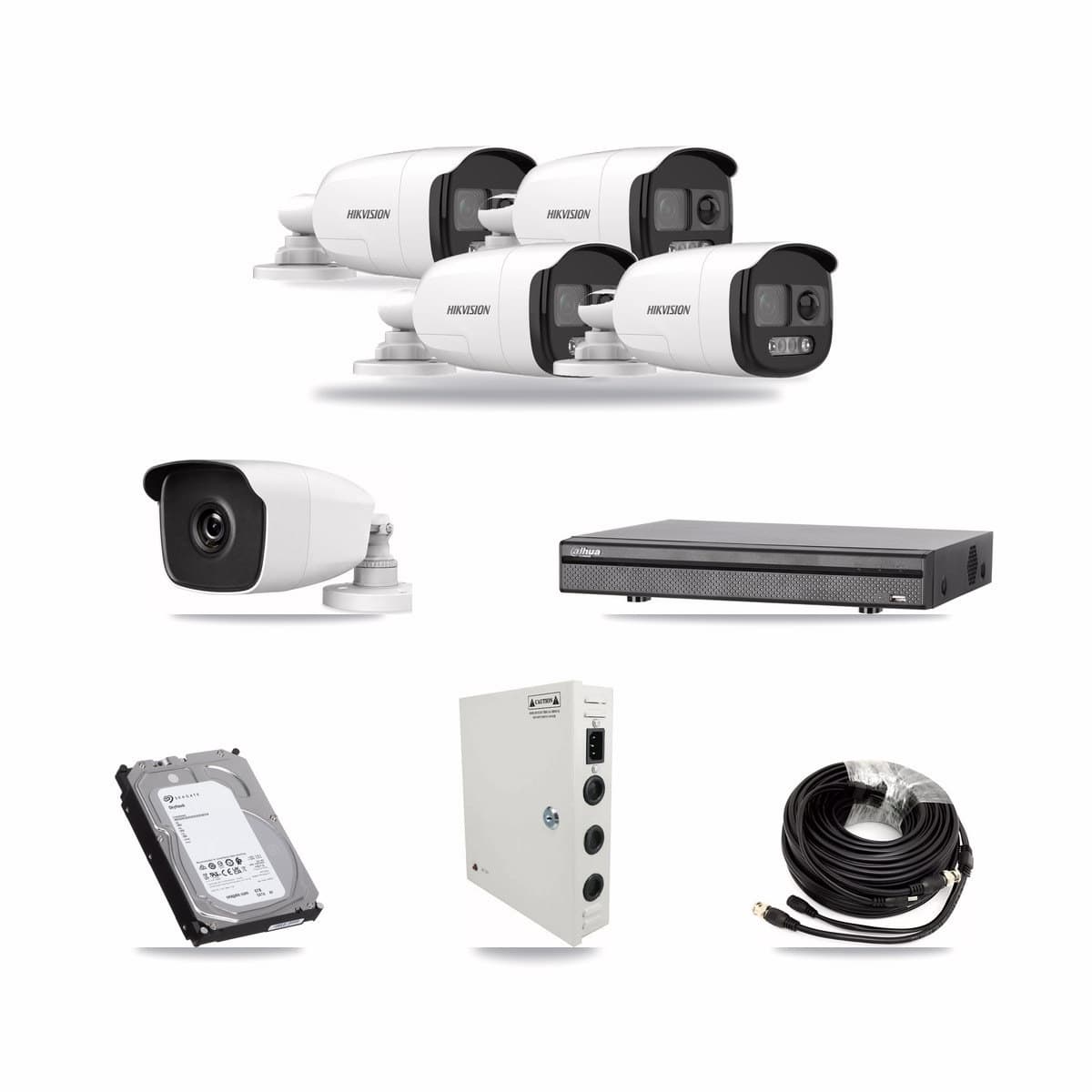 8-Channel 3MP – 5MP CCTV Kit — 4 5MP + 1 3MP Bullet Cameras + 6TB Recording (DH-XVR5108H Recorder) - Image 1