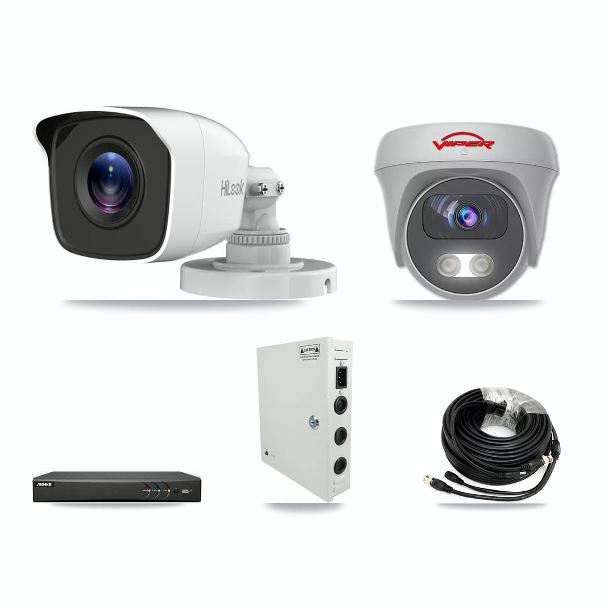 4-Channel 4MP – 5MP CCTV Kit — 1 4MP Bullet + 1 White 5MP Cameras + 3TB Recording (AN-DV4-8MP Recorder) - Image 1