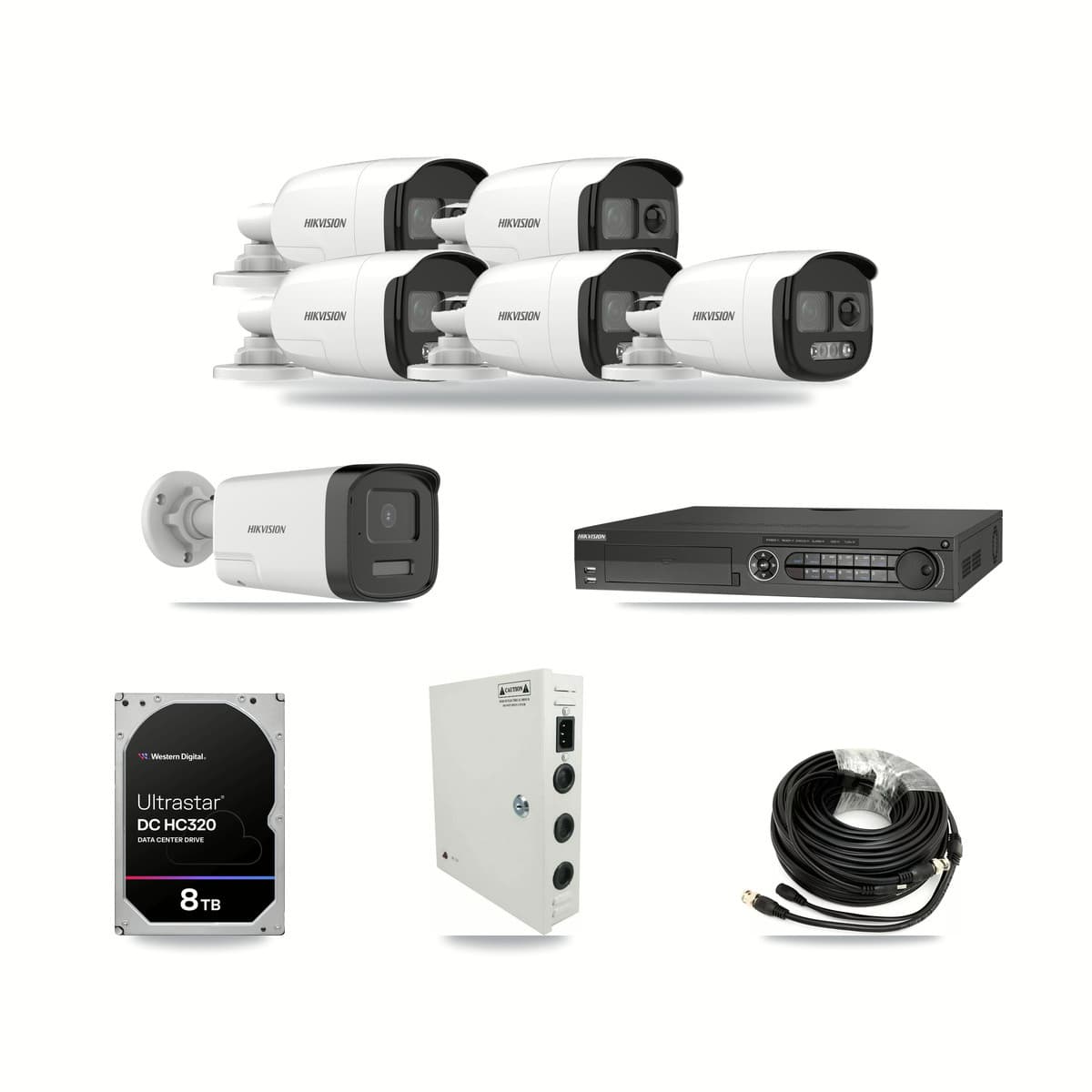 Hikvision 32-Channel 5MP CCTV Kit — 5 DS-2CE12KF3T + 1 DS-2CE17K0T Bullet Cameras + 8TB Recording - Image 1