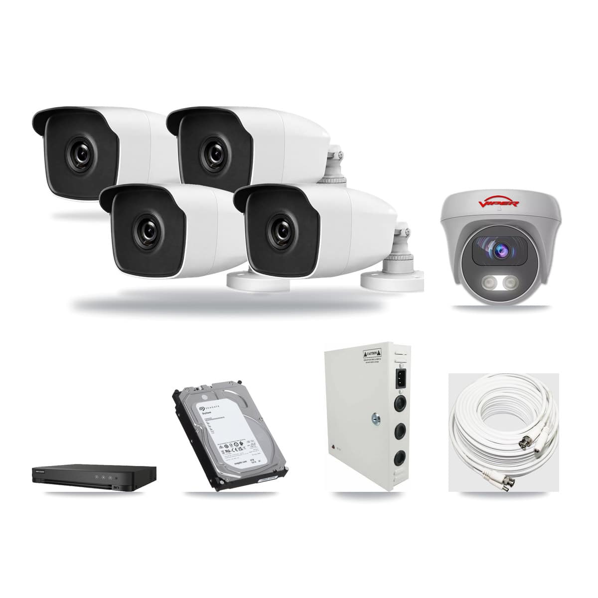 8-Channel 3MP – 5MP CCTV Kit — 4 3MP Bullet + 1 5MP Cameras + 6TB Recording - Image 1