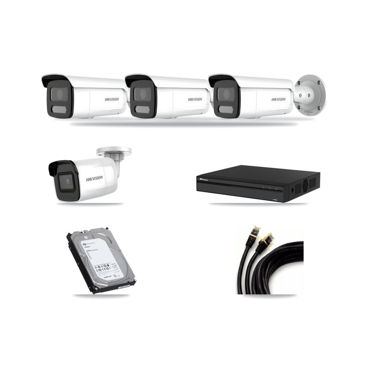 Prolux 4-channel CCTV kit: 4 cameras (3× 4MP Bullet + 1× 4K Bullet), 6TB hard drive