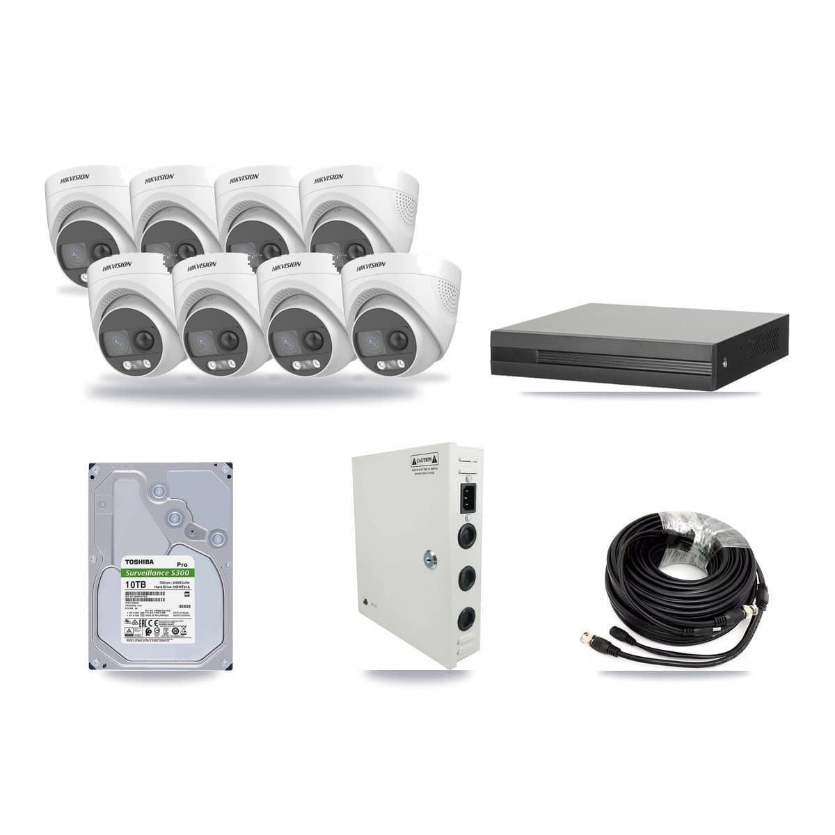 8-Channel 5MP CCTV Kit — 8 DS-2CE72KF3T Hikvision Turret Cameras + 10TB Recording - Image 1