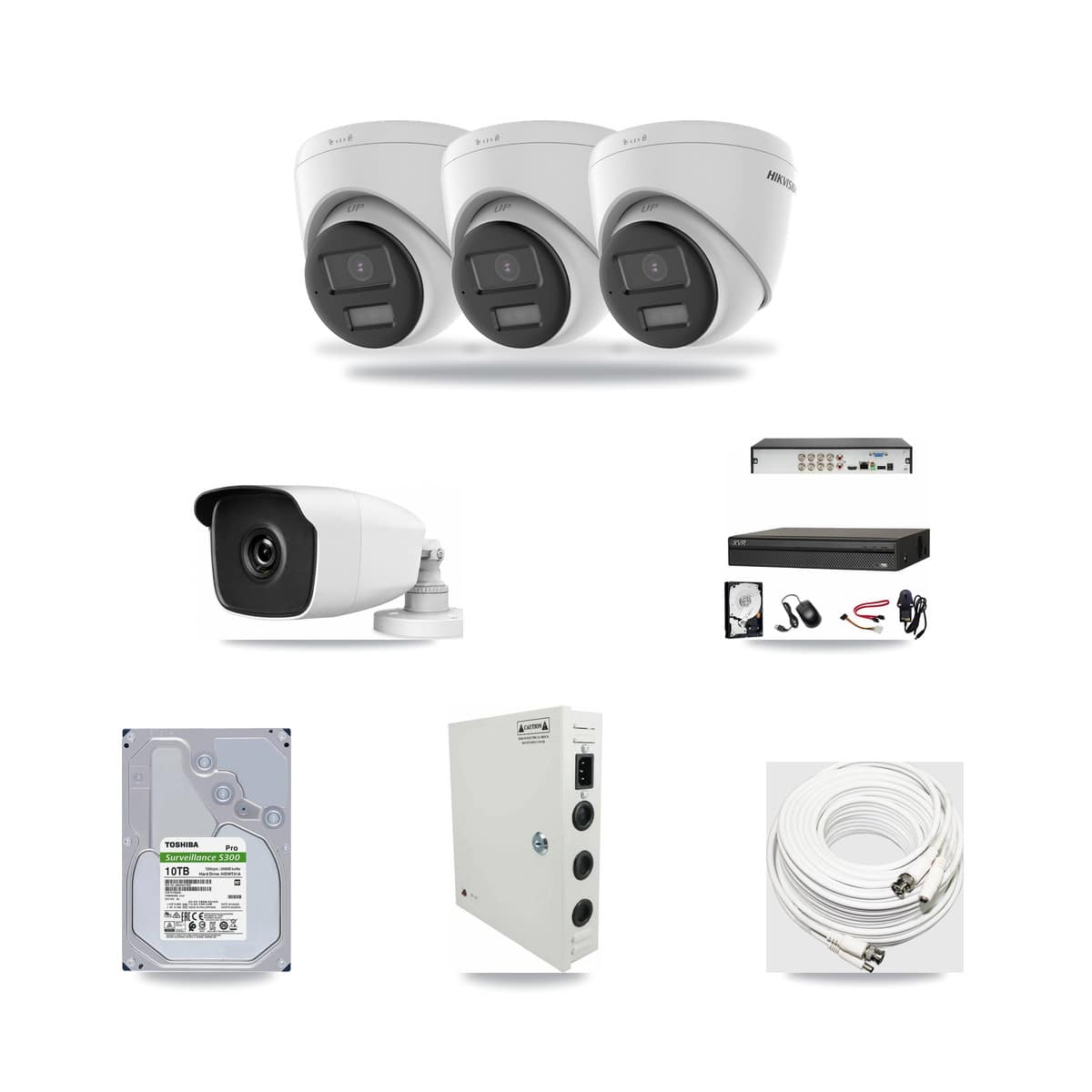 8-Channel 3MP – 4K CCTV Kit — 3 4K Turret + 1 3MP Bullet Cameras + 10TB Recording (XVR-3108AD Recorder) - Image 1