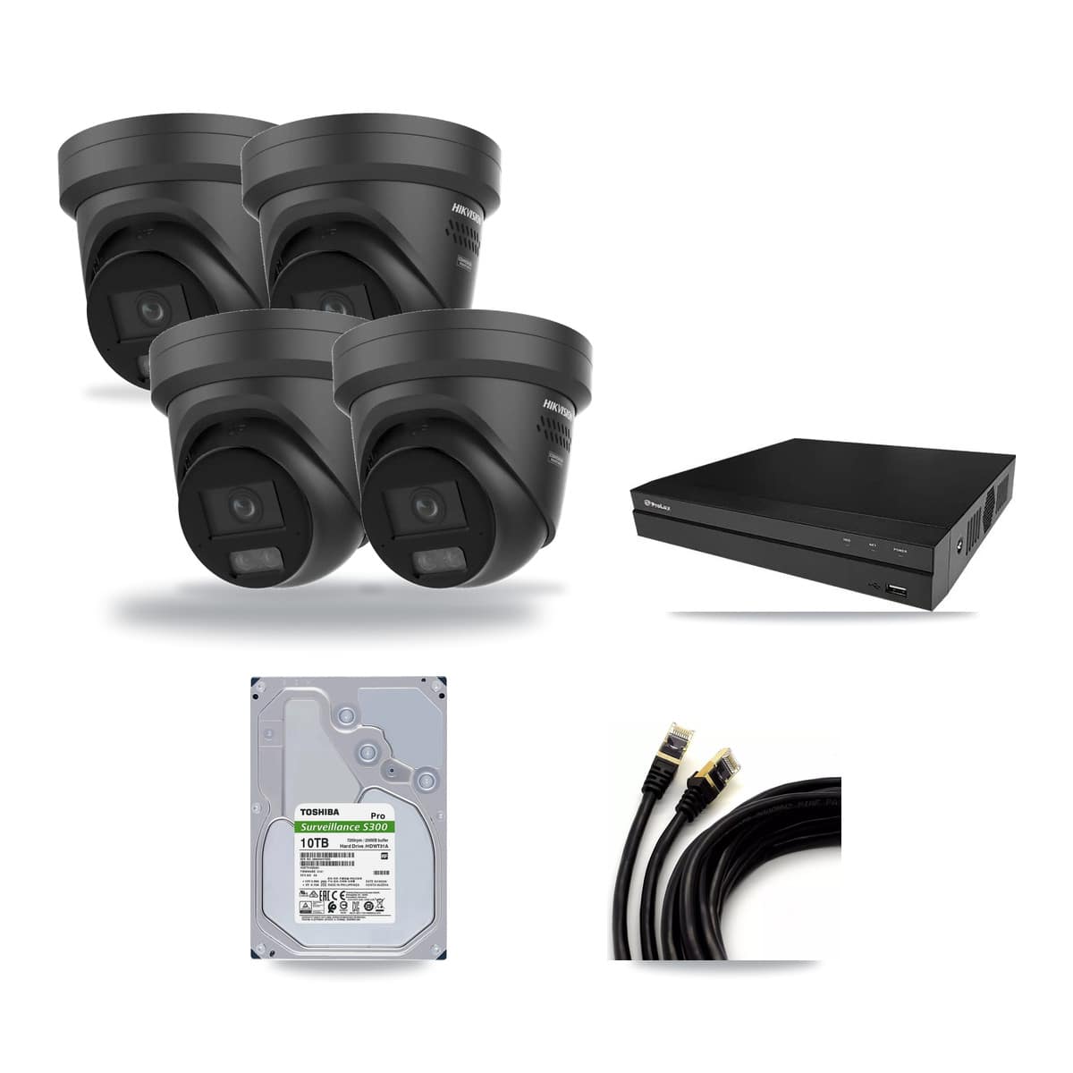 Prolux 8-channel CCTV kit: 4 cameras (4× 4K Turret), 10TB hard drive