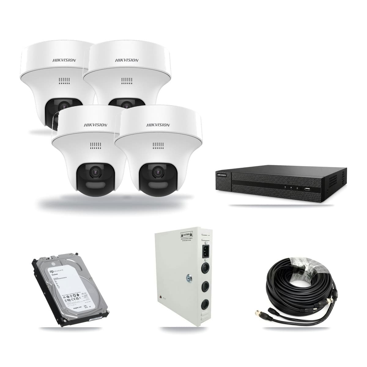 8-Channel 5MP CCTV Kit — 4 DS-2CE70K0T Hikvision Turret Cameras + 6TB Recording - Image 1