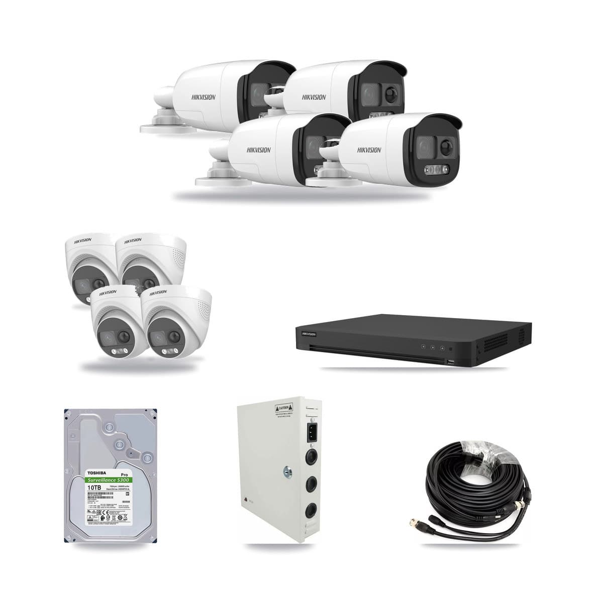 Hikvision 16-Channel 5MP CCTV Kit — 4 DS-2CE12KF3T Bullet + 4 DS-2CE72KF3T Turret Cameras + 10TB Recording - Image 1