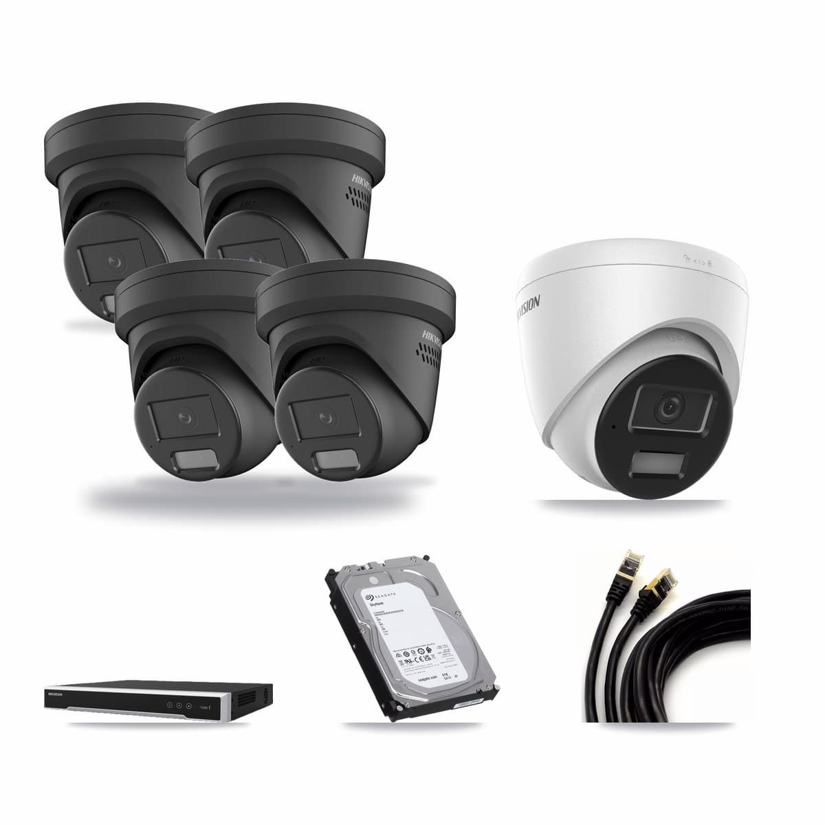 Hikvision 8-Channel 4MP CCTV Kit — 1 DS-2CD1343G2 + 4 DS-2CD2347G2 Turret Cameras + 6TB Recording - Image 1