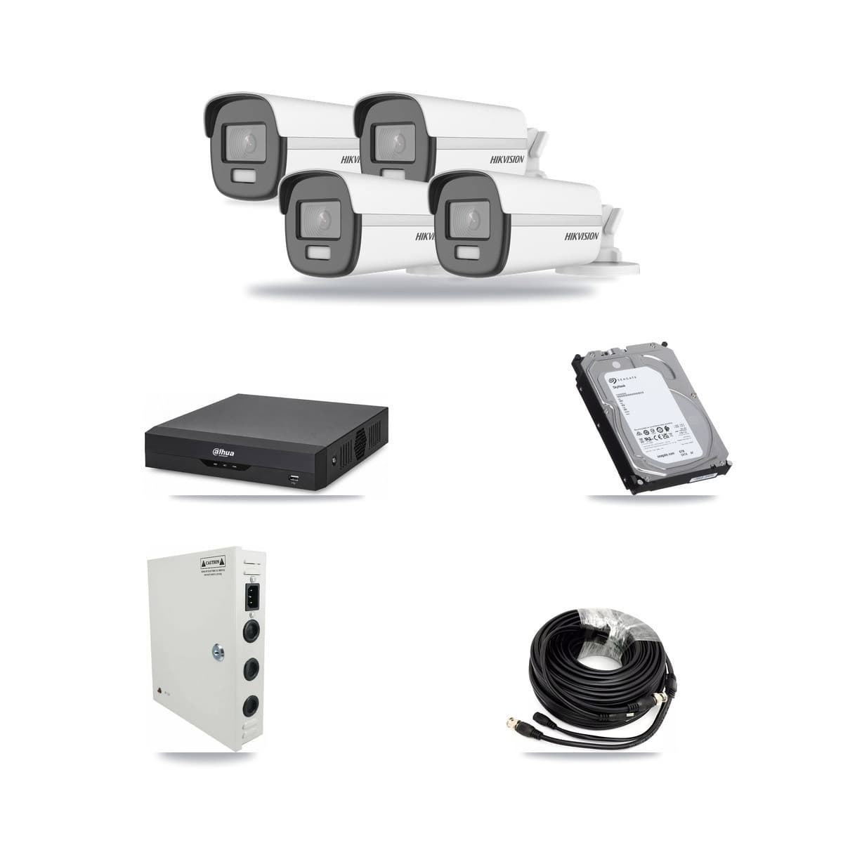 Hikvision & Dahua 4-Channel 4K CCTV Kit — 4 Bullet Cameras + 6TB Recording - Image 1