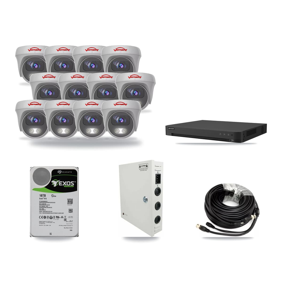 Viper & Hikvision 16-Channel 5MP CCTV Kit — 12 Cameras + 16TB Recording - Image 1