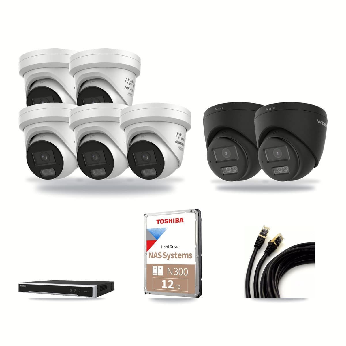 Hikvision 16-Channel 4MP – 4K CCTV Kit — 2 4K + 5 4MP Turret Cameras + 12TB Recording - Image 1