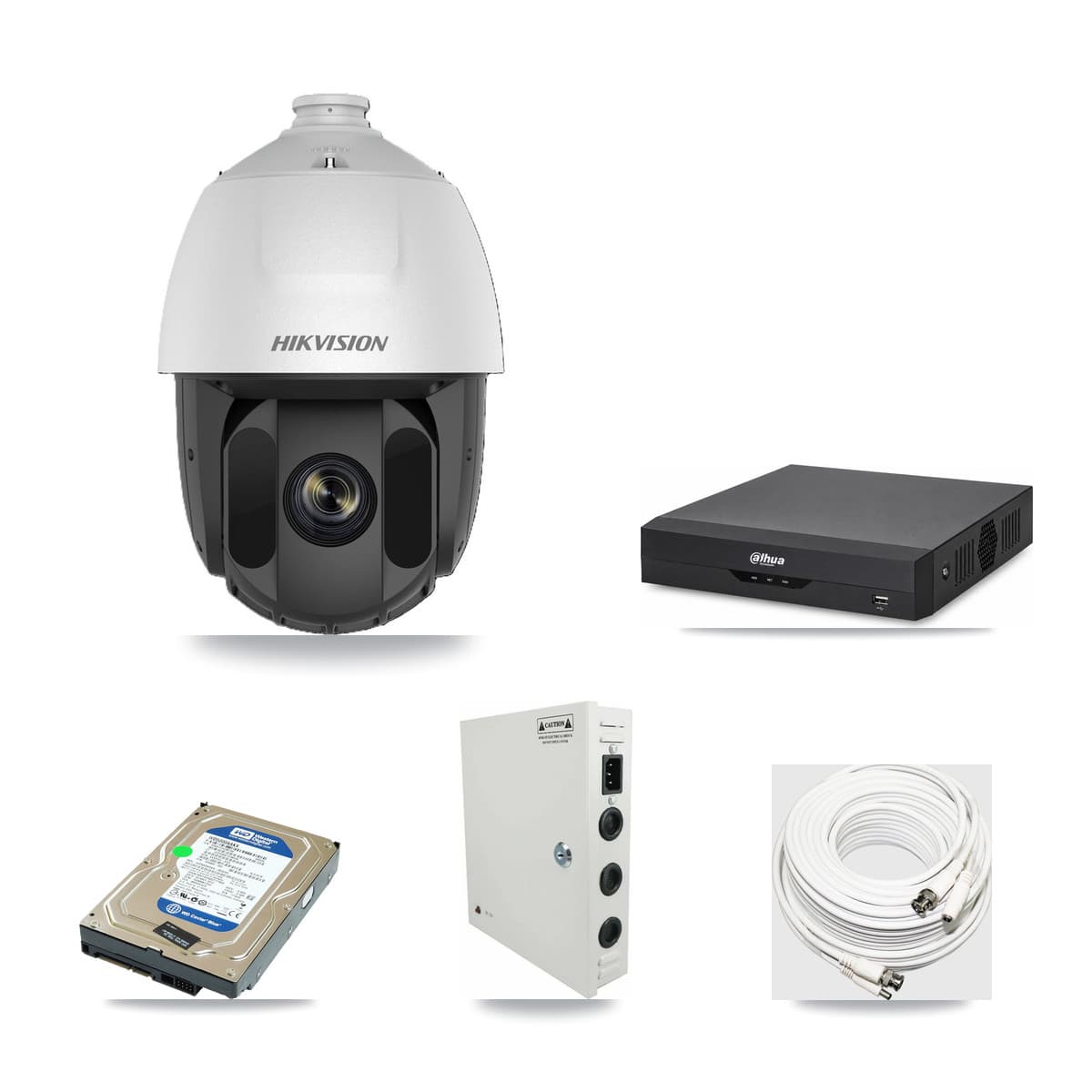 Hikvision & Dahua 4-Channel 2MP CCTV Kit — 1 DS-2AE5225TI PTZ Camera + 500GB Recording - Image 1