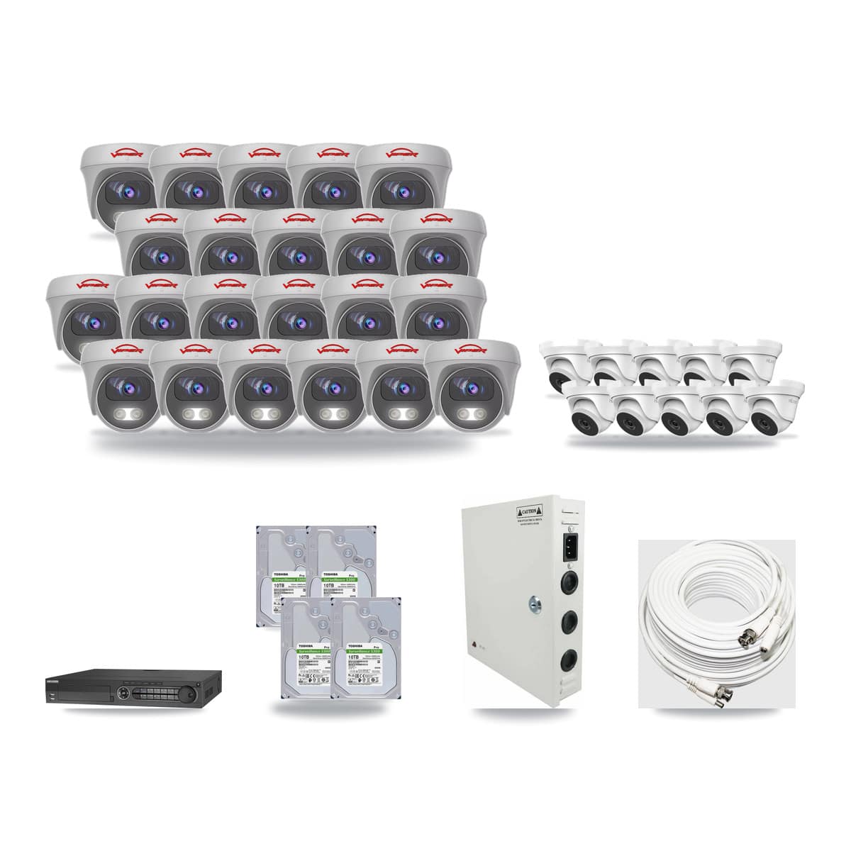 32-Channel 4MP – 5MP CCTV Kit — 10 4MP Turret + 22 5MP Cameras + 4× 10TB Recording - Image 1