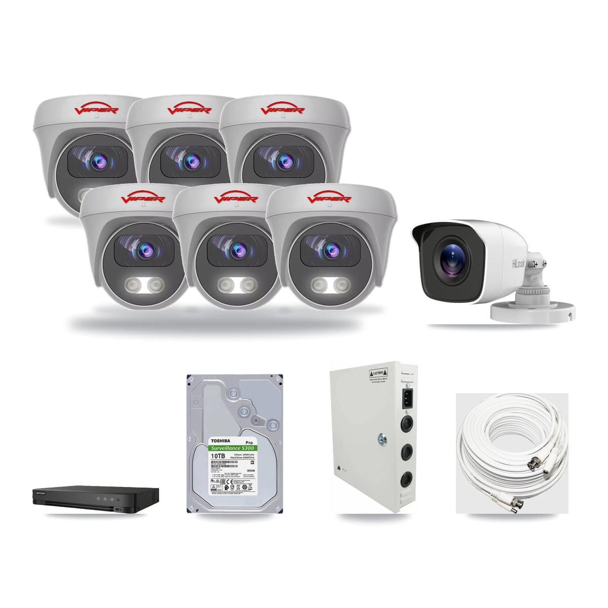 8-Channel 4MP – 5MP CCTV Kit — 1 4MP Bullet + 6 5MP Cameras + 10TB Recording - Image 1