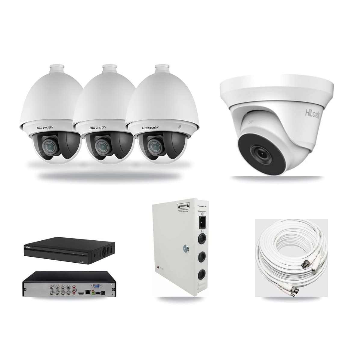 8-Channel 2MP – 4MP CCTV Kit — 3 2MP PTZ + 1 4MP Turret Cameras + 3TB Recording (PXD-5108HS Recorder) - Image 1