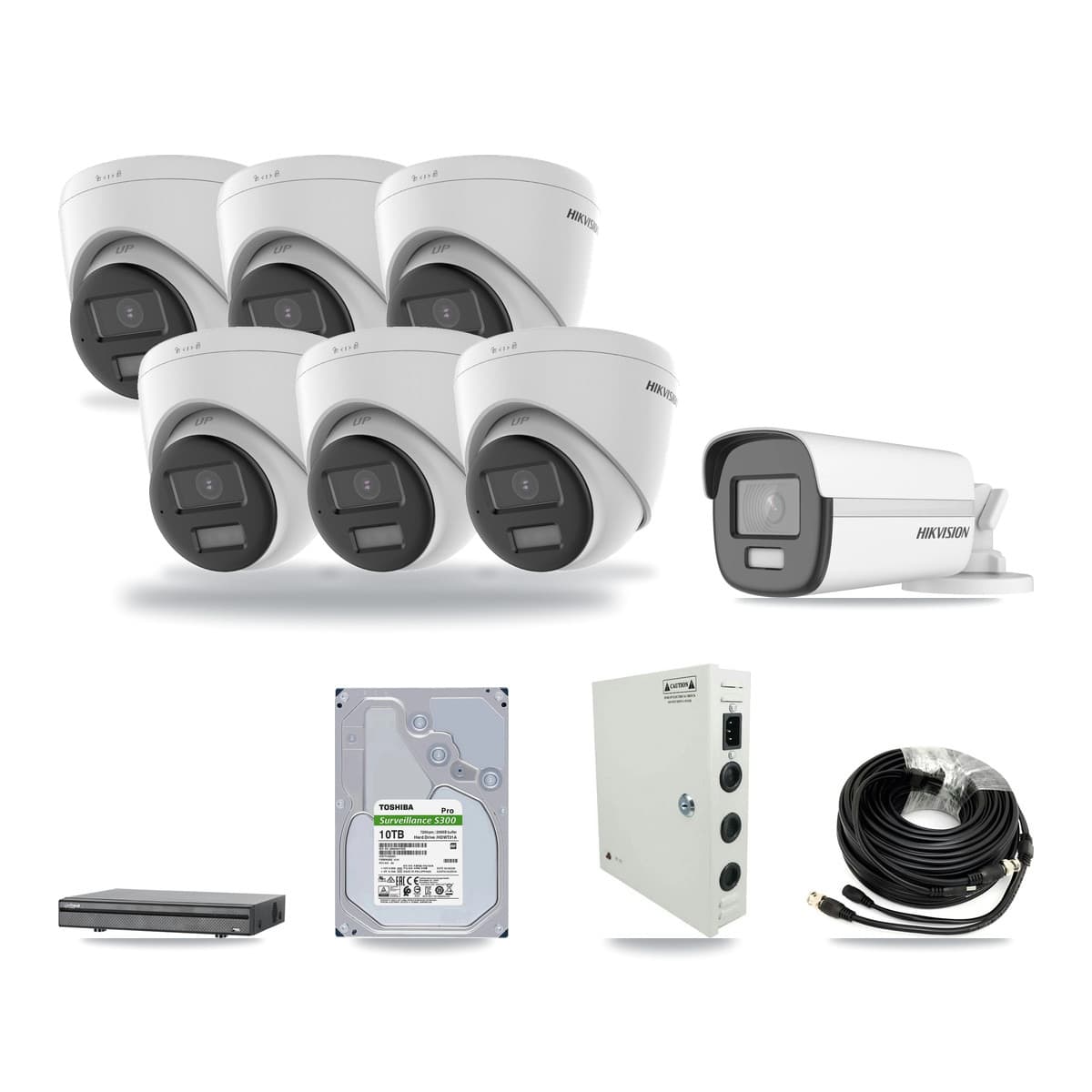 Hikvision & Dahua 8-Channel 4K CCTV Kit — 1 Bullet + 6 Turret Cameras + 10TB Recording - Image 1