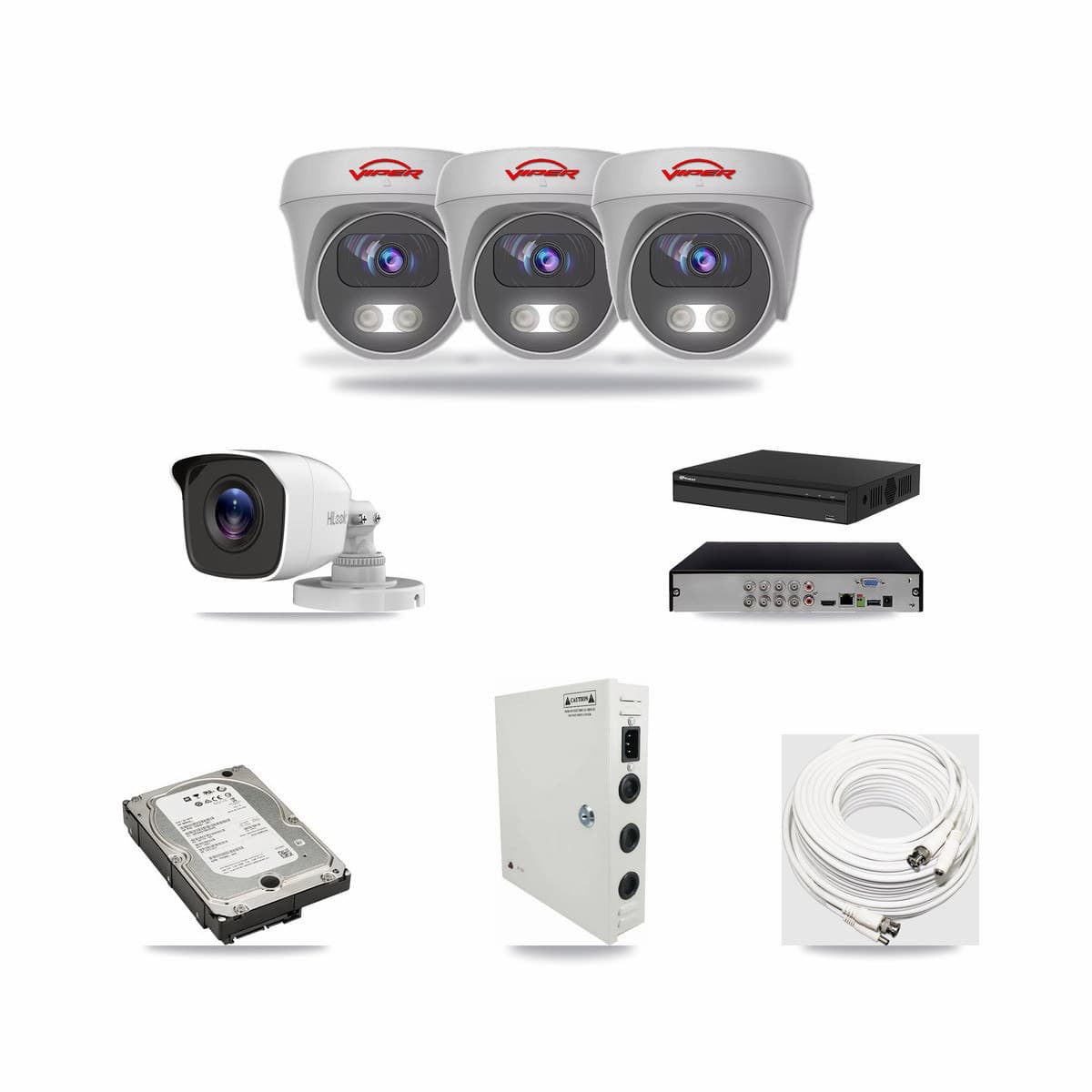 8-Channel 4MP – 5MP CCTV Kit — 1 4MP Bullet + 3 White 5MP Cameras + 5TB Recording (PXD-5108HS Recorder) - Image 1