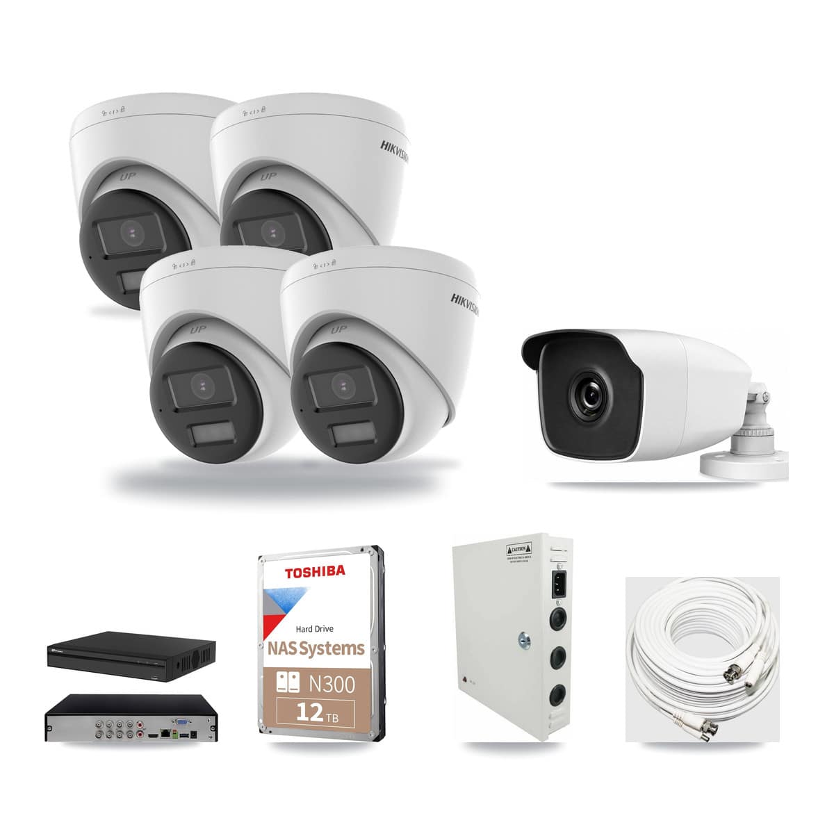 8-Channel 3MP – 4K CCTV Kit — 4 4K Turret + 1 3MP Bullet Cameras + 12TB Recording - Image 1