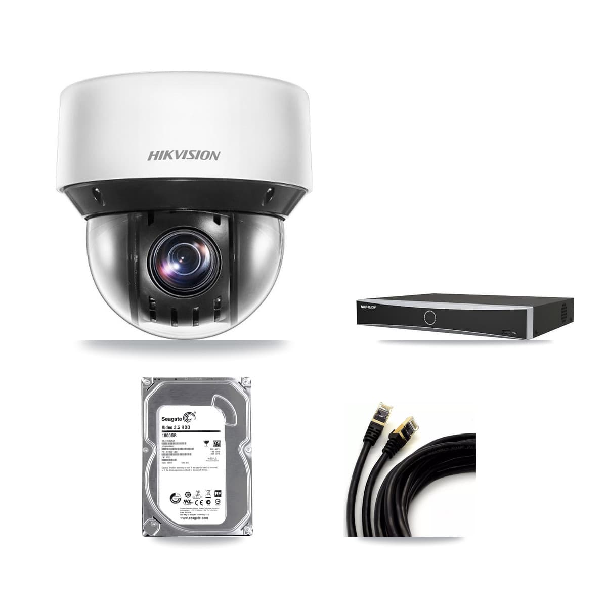 Hikvision 4-channel CCTV kit: 1 camera (1× 4MP PTZ), 1TB hard drive