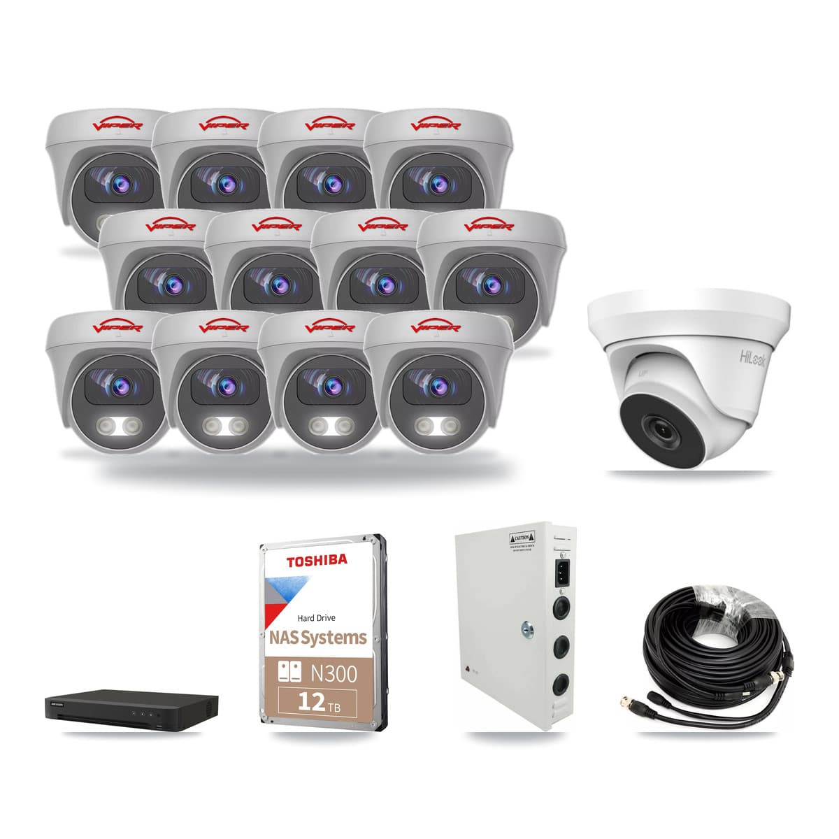 16-Channel 4MP – 5MP CCTV Kit — 1 4MP Turret + 12 5MP Cameras + 12TB Recording - Image 1