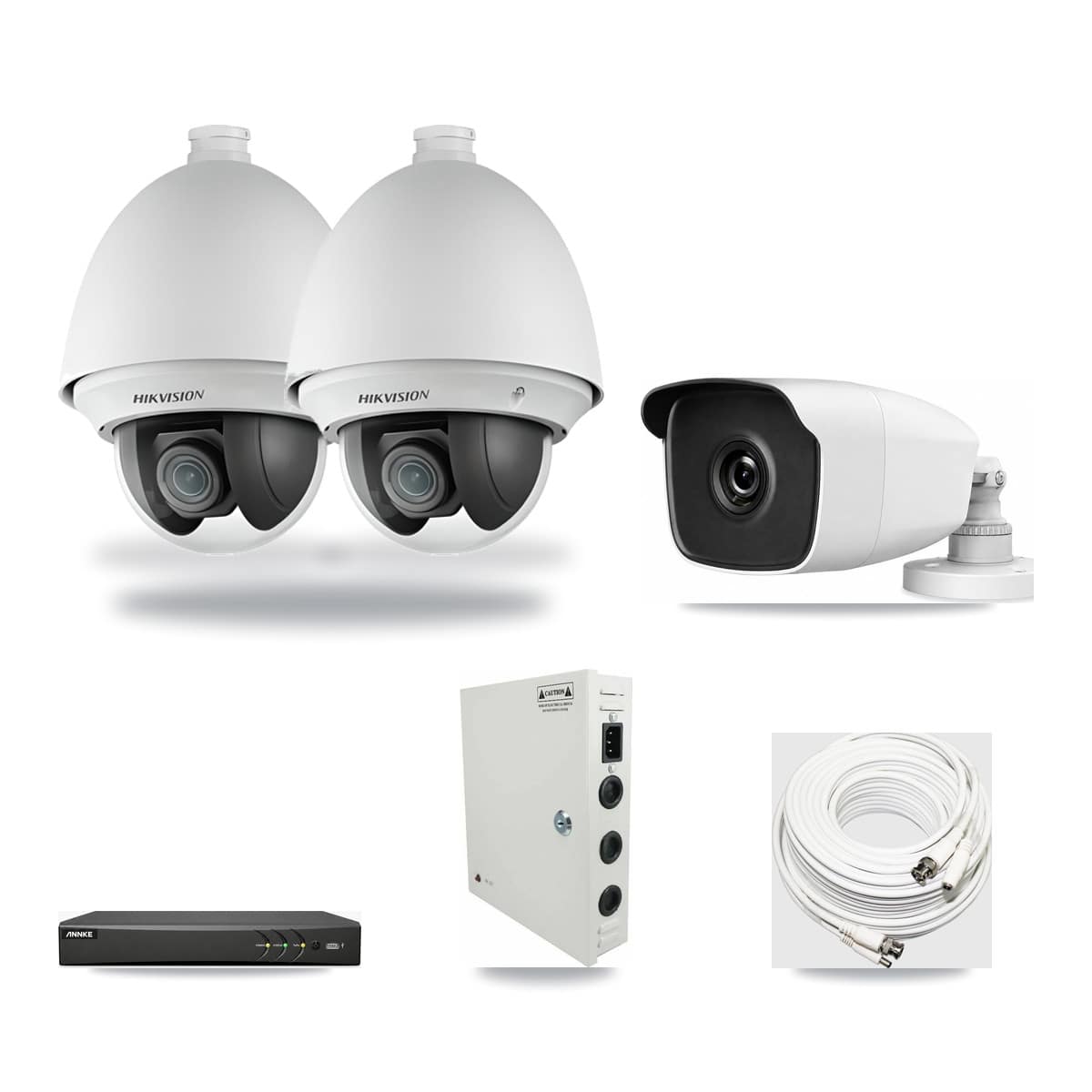 4-Channel 2MP – 3MP CCTV Kit — 2 2MP PTZ + 1 3MP Bullet Cameras + 3TB Recording (AN-DV4-8MP Recorder) - Image 1