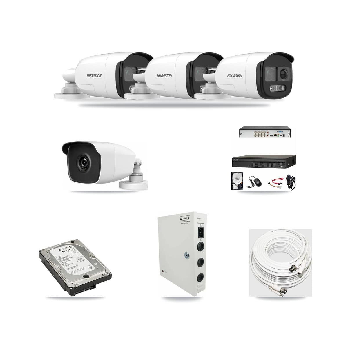 8-Channel 3MP – 5MP CCTV Kit — 3 5MP + 1 3MP Bullet Cameras + 5TB Recording (XVR-3108AD Recorder) - Image 1