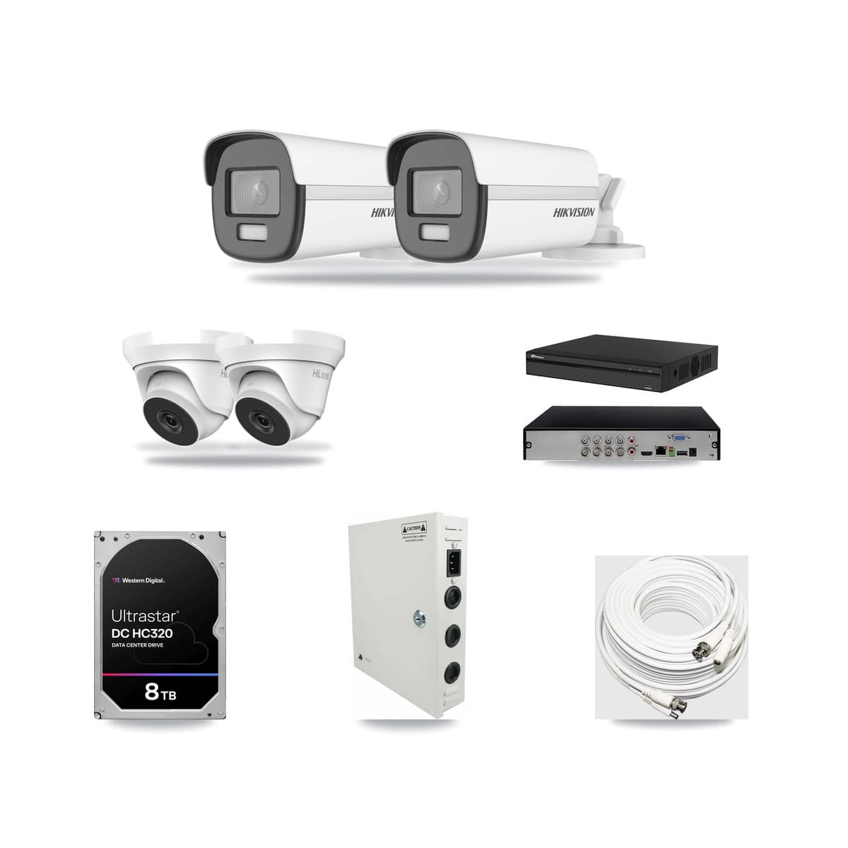 8-Channel 4MP – 4K CCTV Kit — 2 4K Bullet + 2 4MP Turret Cameras + 8TB Recording (PXD-5108HS Recorder) - Image 1
