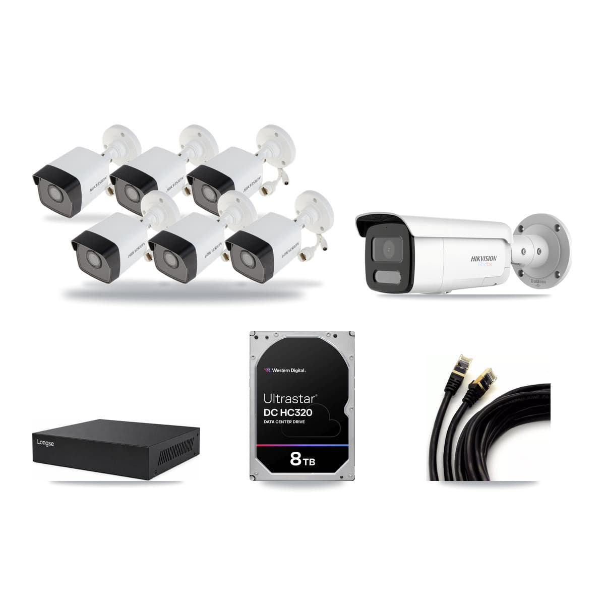 Hikvision & Longse 8-Channel 5MP – 4K CCTV Kit — 6 5MP + 1 4K Bullet Cameras + 8TB Recording - Image 1
