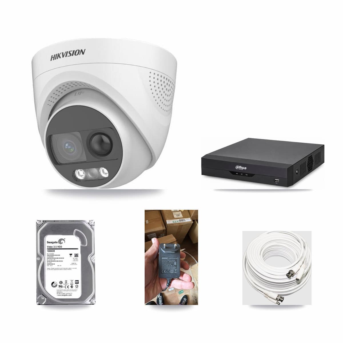 Hikvision & Dahua 4-Channel 5MP CCTV Kit — 1 DS-2CE72KF3T Turret Camera + 1TB Recording - Image 1