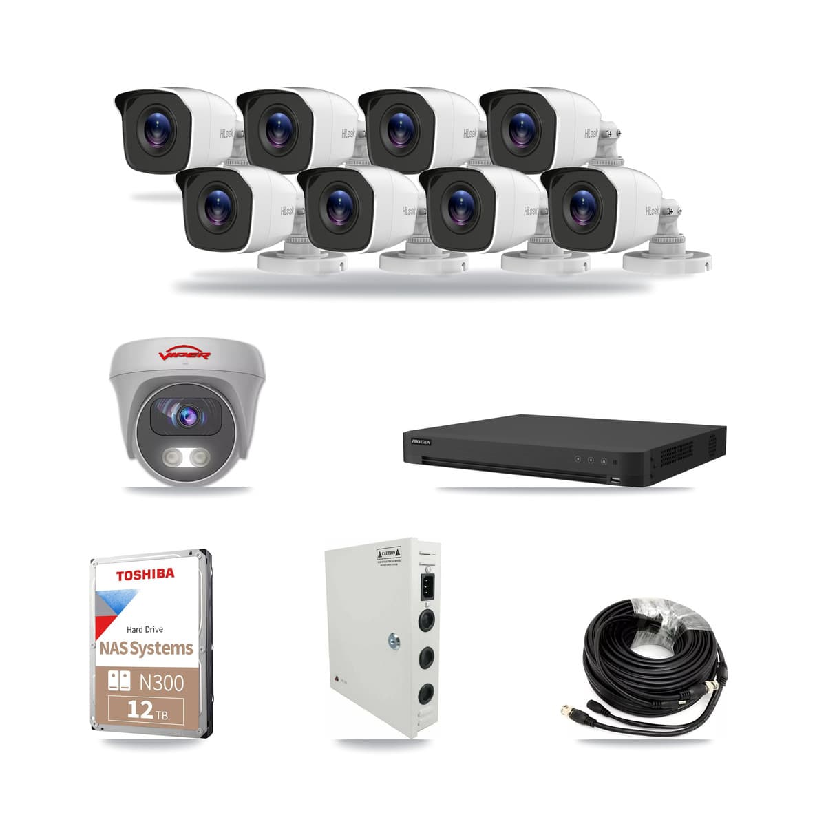 16-Channel 4MP – 5MP CCTV Kit — 8 4MP Bullet + 1 5MP Cameras + 12TB Recording - Image 1