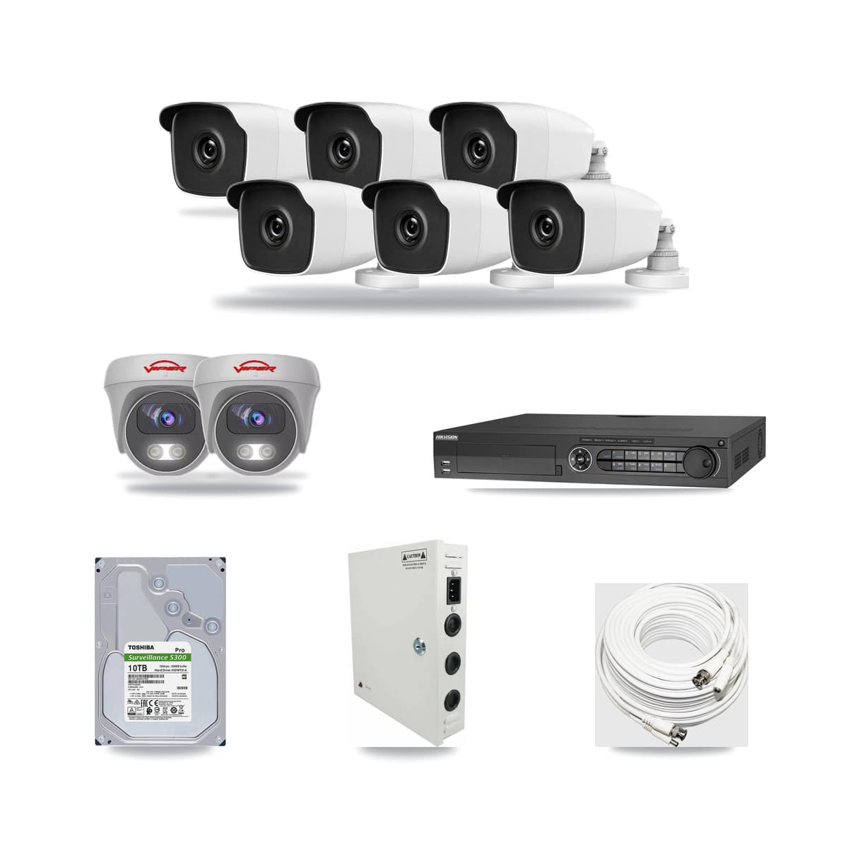32-Channel 3MP – 5MP CCTV Kit — 6 3MP Bullet + 2 White 5MP Cameras + 10TB Recording (IDS-7332HUHI Recorder) - Image 1