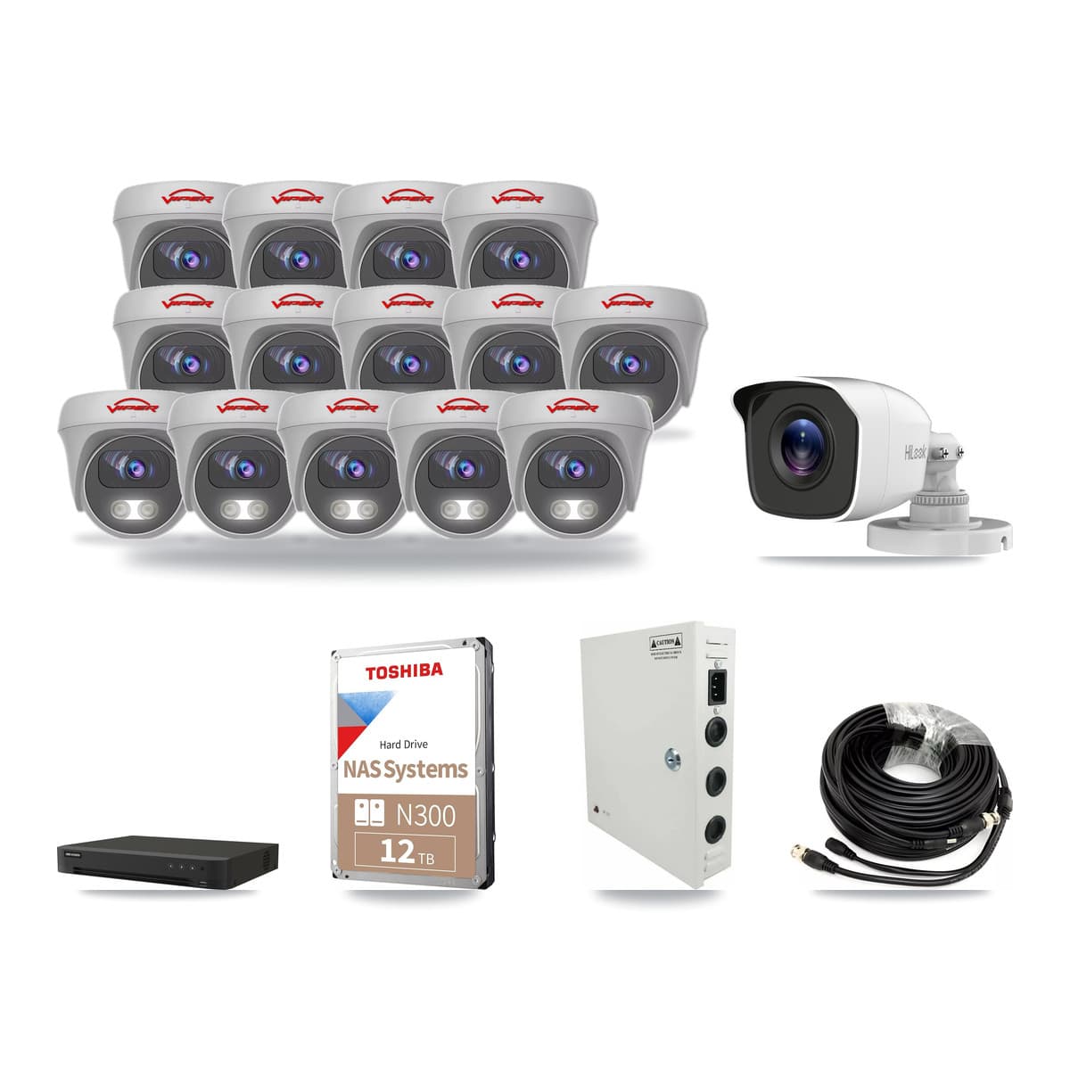 16-Channel 4MP – 5MP CCTV Kit — 1 4MP Bullet + 14 5MP Cameras + 12TB Recording - Image 1