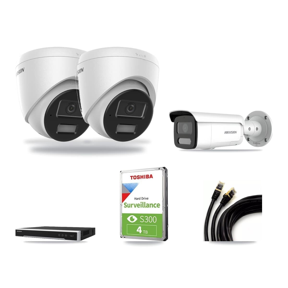 Hikvision 8-Channel 4MP CCTV Kit — 2 Turret + 1 Bullet Cameras + 4TB Recording - Image 1