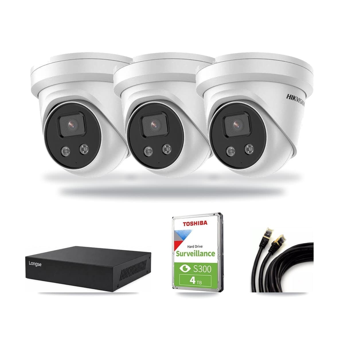 Hikvision & Longse 8-Channel 5MP CCTV Kit — 3 Turret Cameras + 4TB Recording - Image 1