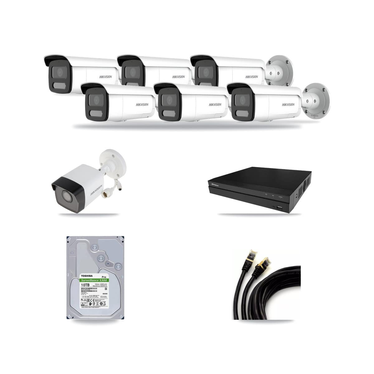 Prolux 8-channel CCTV kit: 7 cameras (6× 4MP Bullet + 1× 5MP Bullet), 10TB hard drive