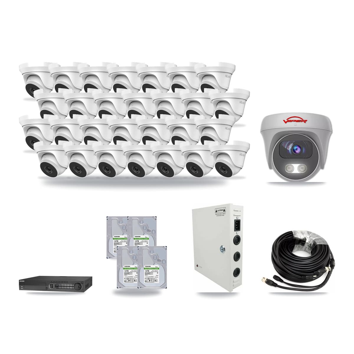 32-Channel 4MP – 5MP CCTV Kit — 28 4MP Turret + 1 5MP Cameras + 4× 10TB Recording - Image 1