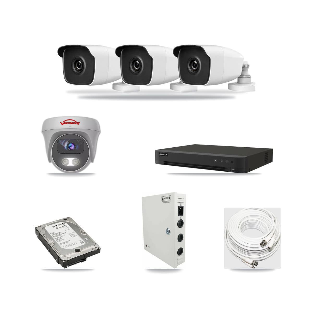 16-Channel 3MP – 5MP CCTV Kit — 3 3MP Bullet + 1 5MP Cameras + 5TB Recording - Image 1