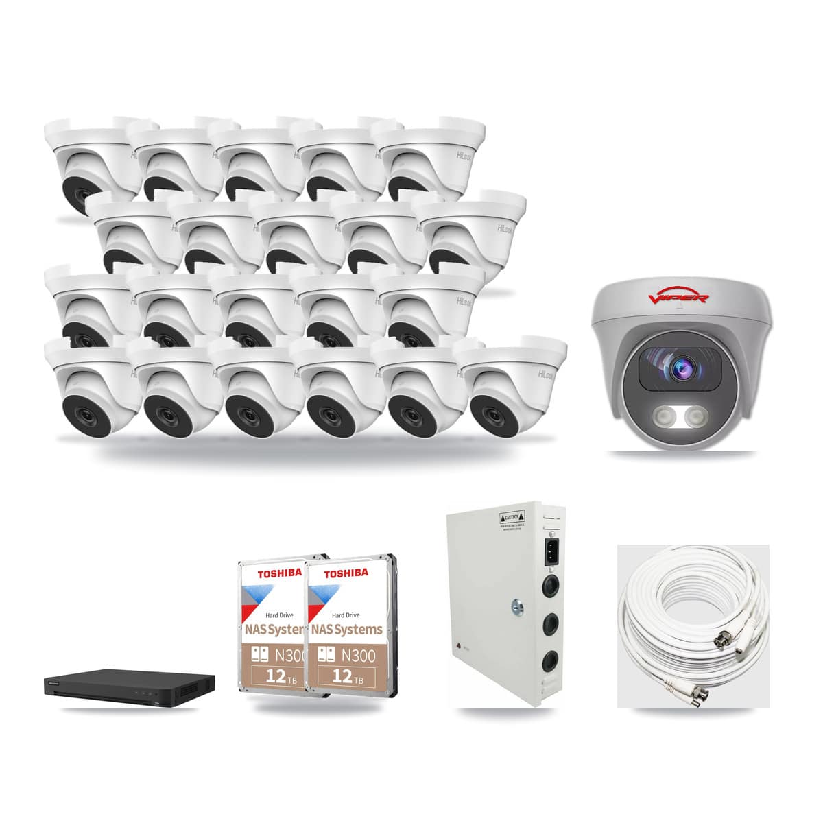 32-Channel 4MP – 5MP CCTV Kit — 21 4MP Turret + 1 5MP Cameras + 2× 12TB Recording - Image 1
