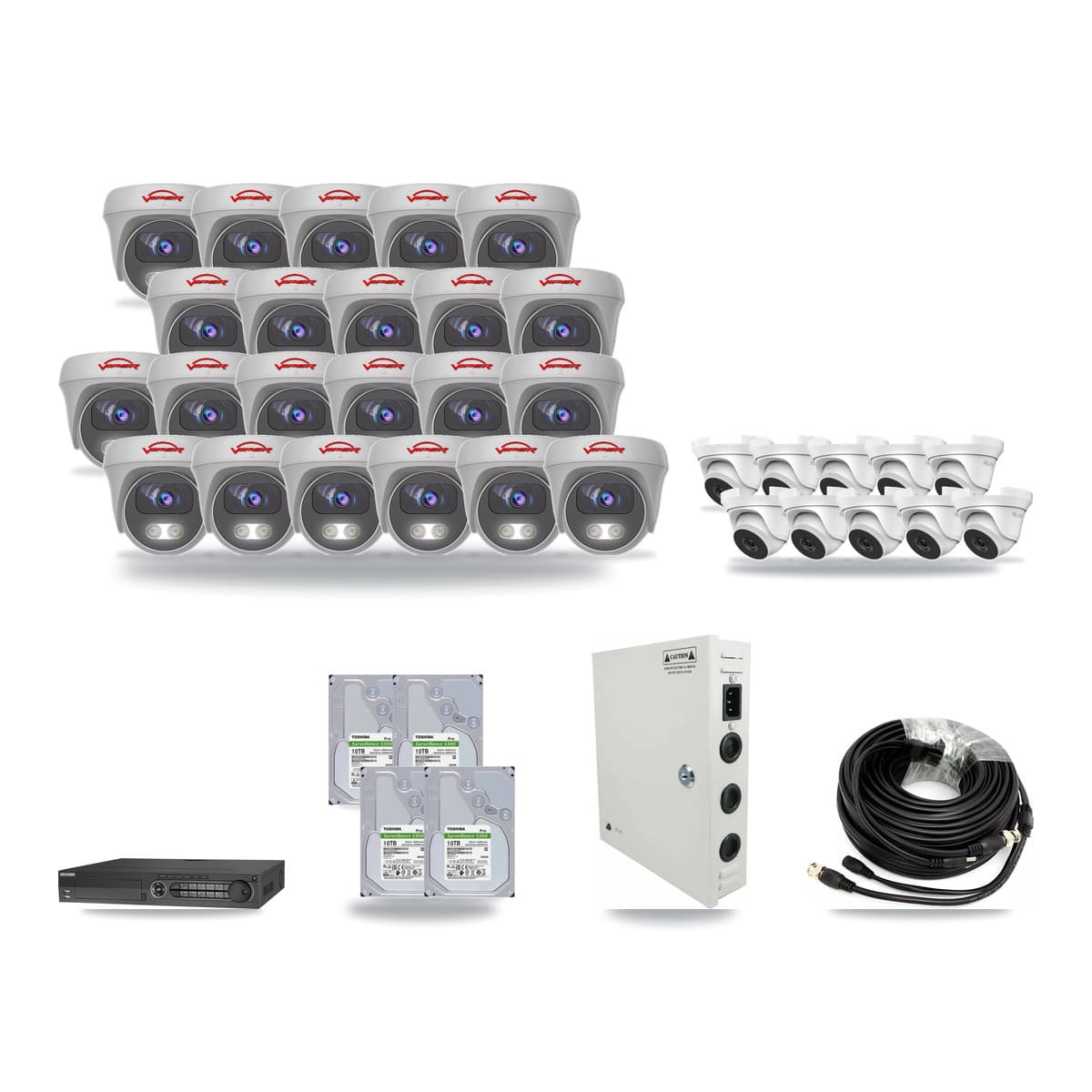 32-Channel 4MP – 5MP CCTV Kit — 10 4MP Turret + 22 5MP Cameras + 4× 10TB Recording - Image 1