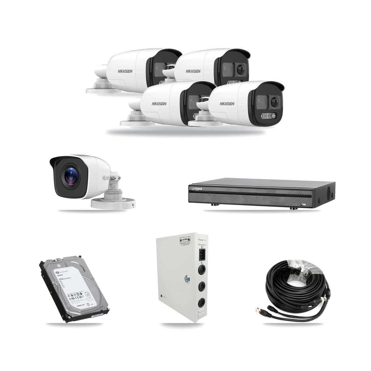 8-Channel 4MP – 5MP CCTV Kit — 4 5MP + 1 4MP Bullet Cameras + 6TB Recording (DH-XVR5108H Recorder) - Image 1